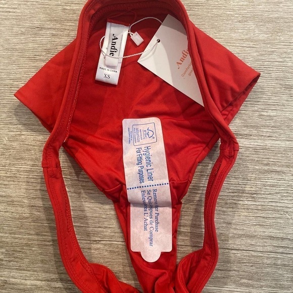 NWT Andie Swim The Banded Cheeky Bottom Cherry Red Size XS - Picture 6 of 8
